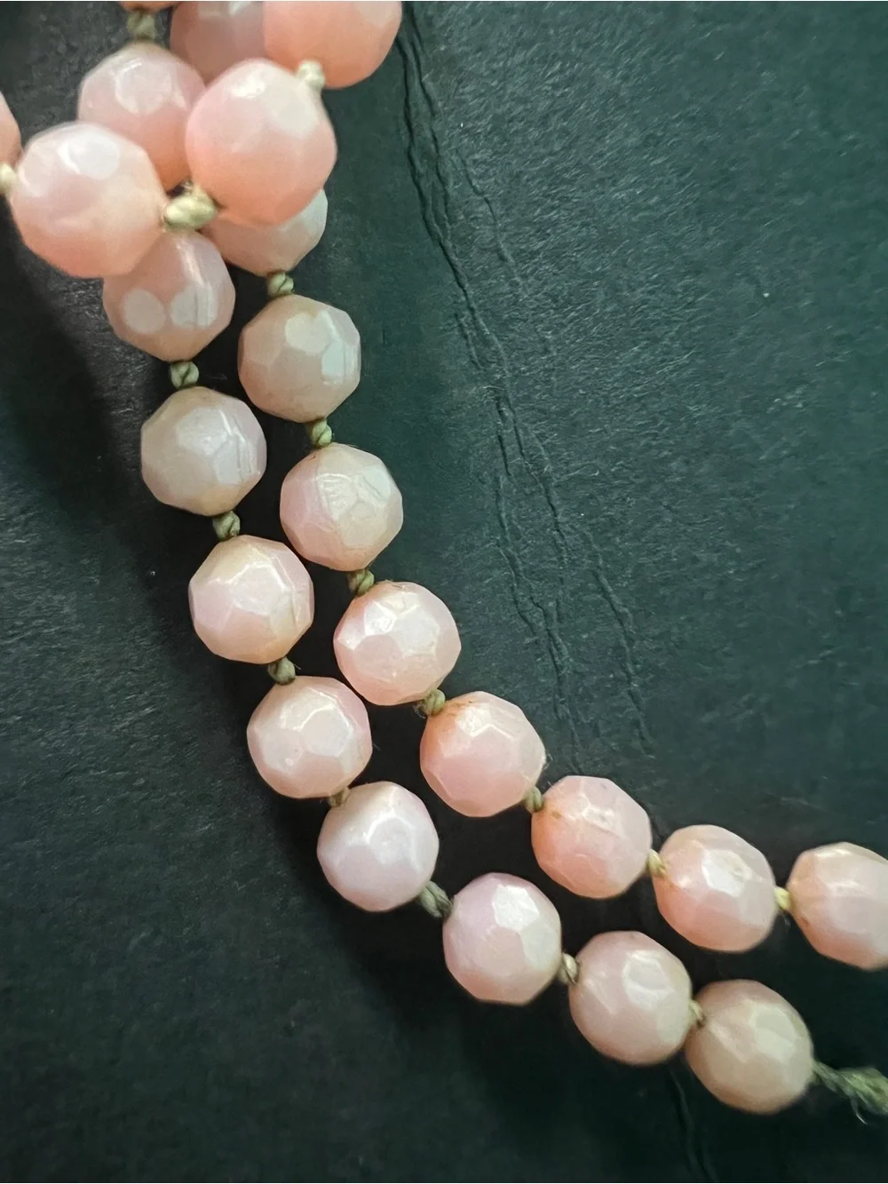 Vintage pink  semi transparent light pink faceted beads strand